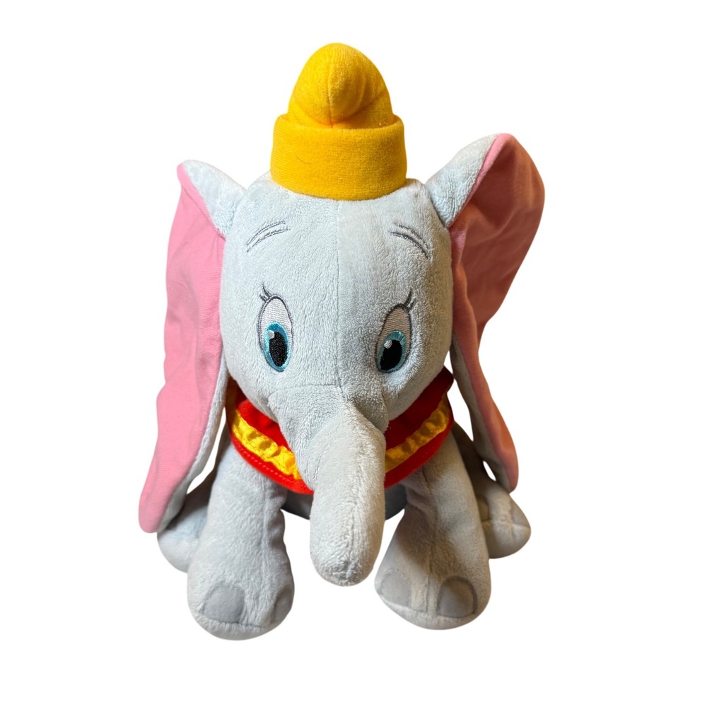 Disney‎ Kohls Cares Dumbo Plush Stuffed Animal Grey Pink Ears Yellow Hat 2014